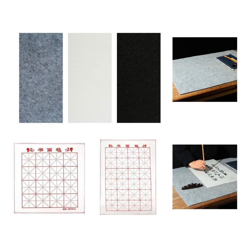 Chinese Calligraphy Drawing Felt Mat, Calligraphy Felt Pad with Grids for Painting Calligraphy Practice Drawing