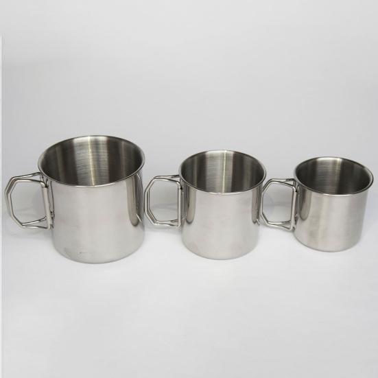 250/350/550ML Kempingový hrnek z nerezové oceli 304 se skládacím uchem Matný Přenosný Venkovní Cestování Piknik BBQ Čaj Mléko Pivo