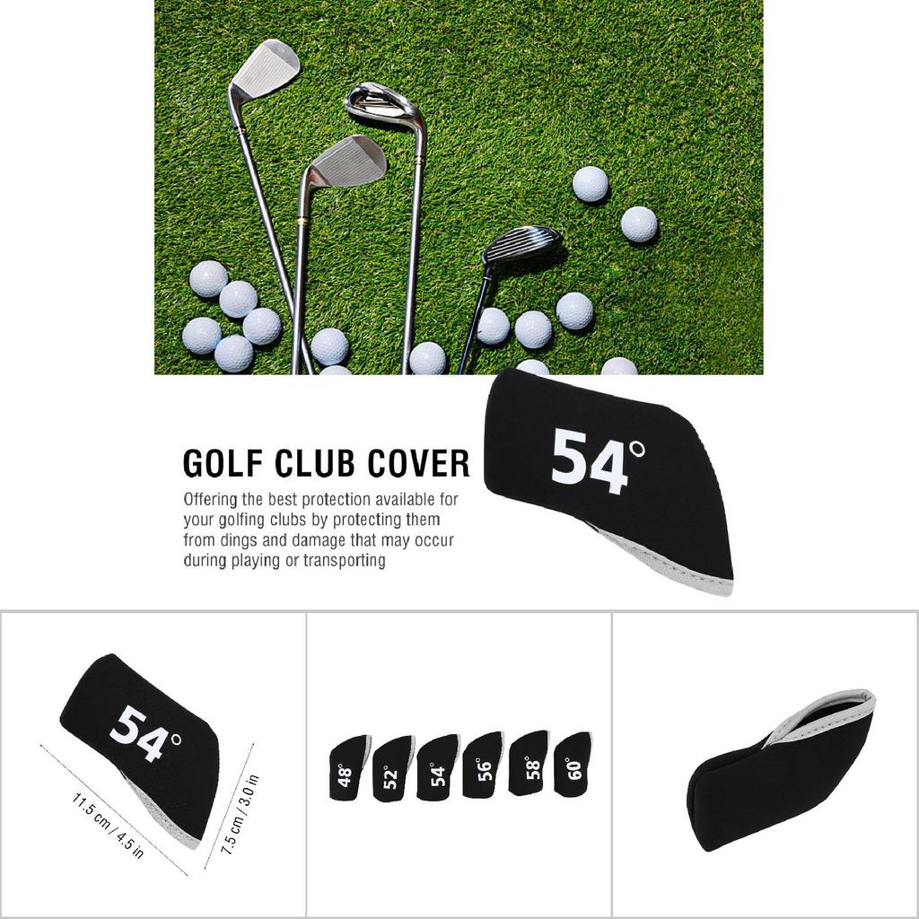 6Pcs Golf Club Iron Head Elastic Protective Cover Case Set Accessory(Black)