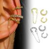 3 Stück/Set Ohrclips Funkelndes Strass-Design Kettendekor Verdrehte Ohrbügel Nicht durchstochene Ohrknochenclips Vielseitiger Stil Ohrschmuck