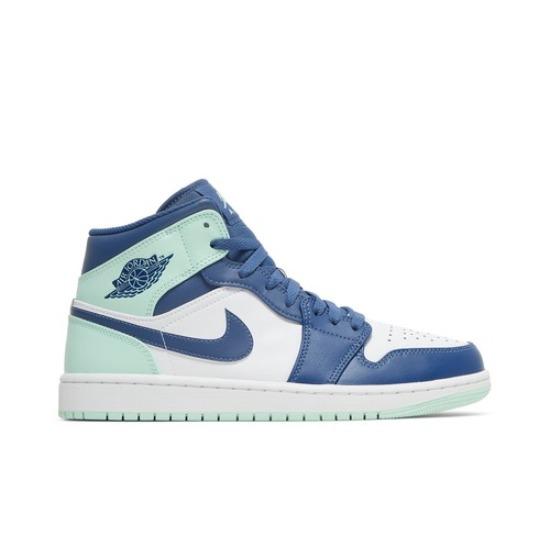 Air Jordan 1 Mid Blue Mint Men's Retro Sneakers 554724-413