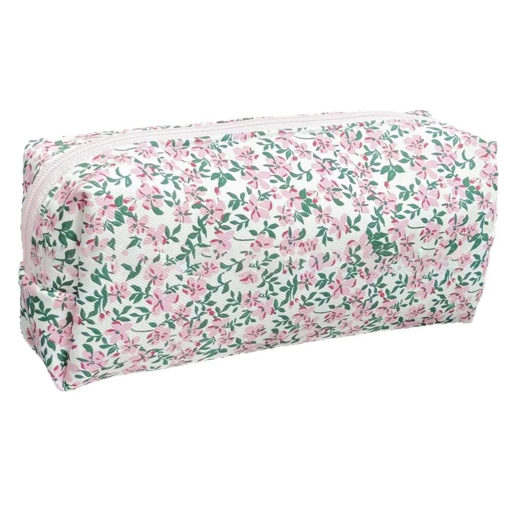 INS Floral Print Pen Bag Large Capacity Multifunctional Pencil Case Stationery Bag Students