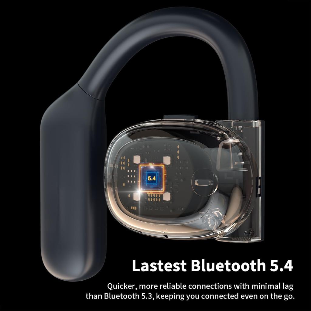 Open Ear Headphones, 70H Playtime Air Conduction Earbuds w/Fast Charging, 16.2mm Hi-Fi Audio Drivers, Physical Buttons, ENC Mic, IPX5 Waterproof,