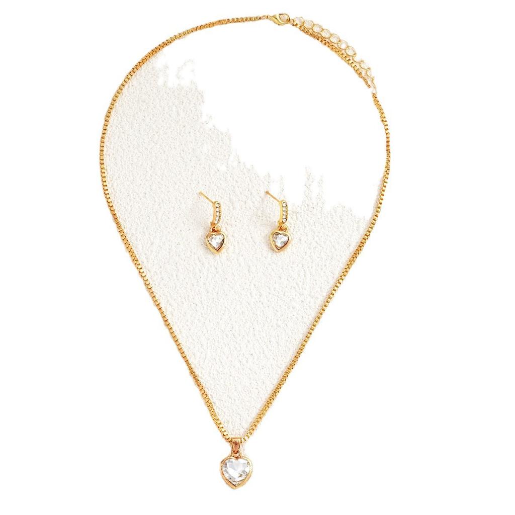 Fashion Heart Pendant Earrings Necklace Set