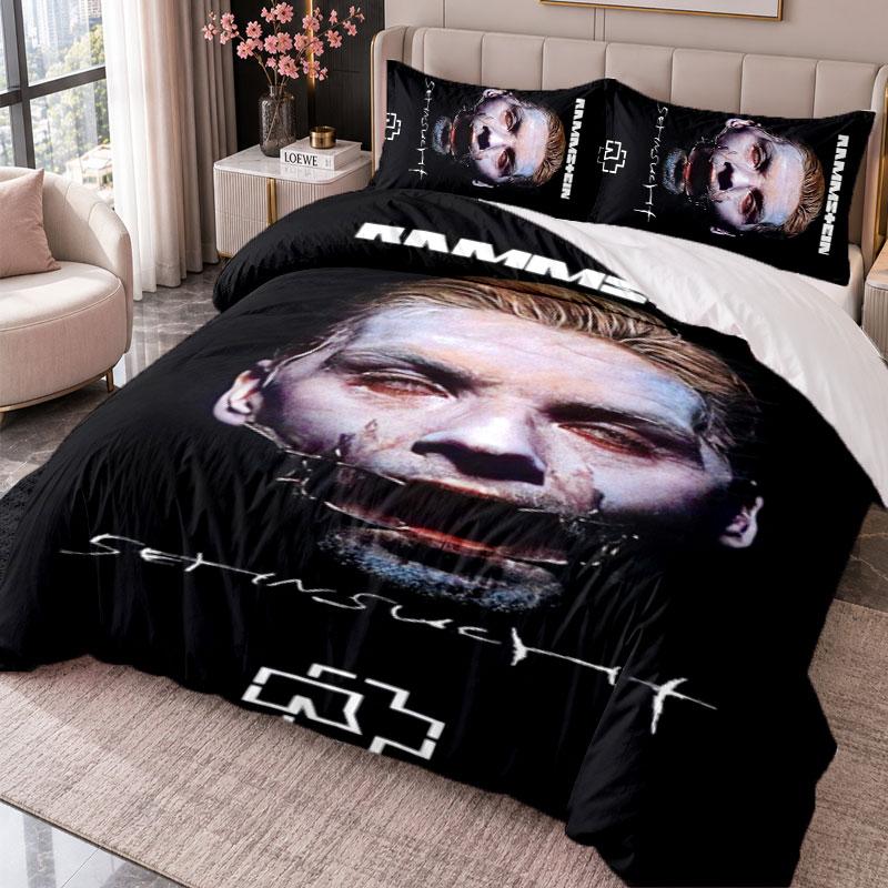 Rammstein 3-teiliges Bettwäsche-Set Bettbezug mit zwei Kissenbezügen für Schlafzimmer Heimdekoration