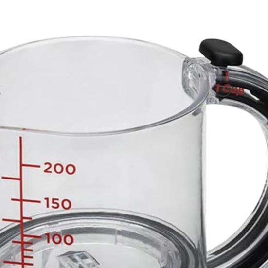 4-in-1 Adjustable Measuring Mess-free Glass Cup Measuring Cup with Scraper Edges Multi-Functional Kitchen Essential for Baking Cooking