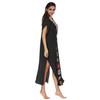 Women Summer Cover Up Dress V-Neck Short Sleeve Crochet Flower Decor See-through