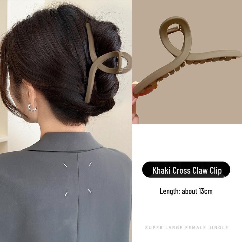Premium Coffee-Colored Frosted Hairpin - Large All-Match Shark Clip for Elegant Hairstyles