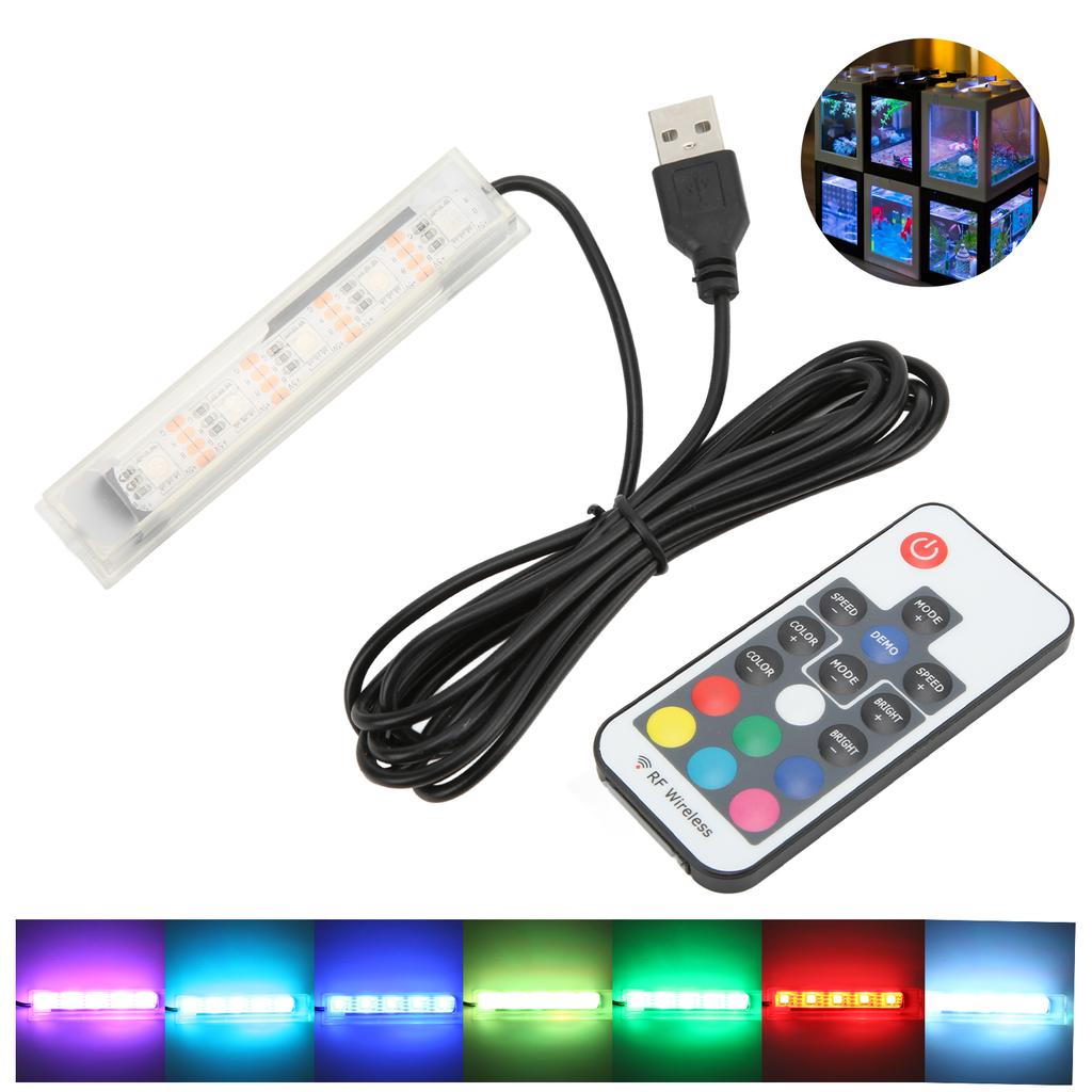 Aquarium Light USB Powered Remote Control Colorful Fish   LED Lamp for Landscape