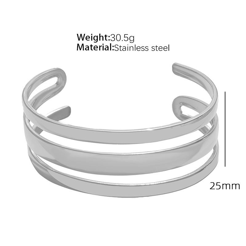 European and American Style Titanium Steel Adjustable Opening Bracelet Natural Heavy Industry Beating Pattern Texture Exaggerated Personality Design