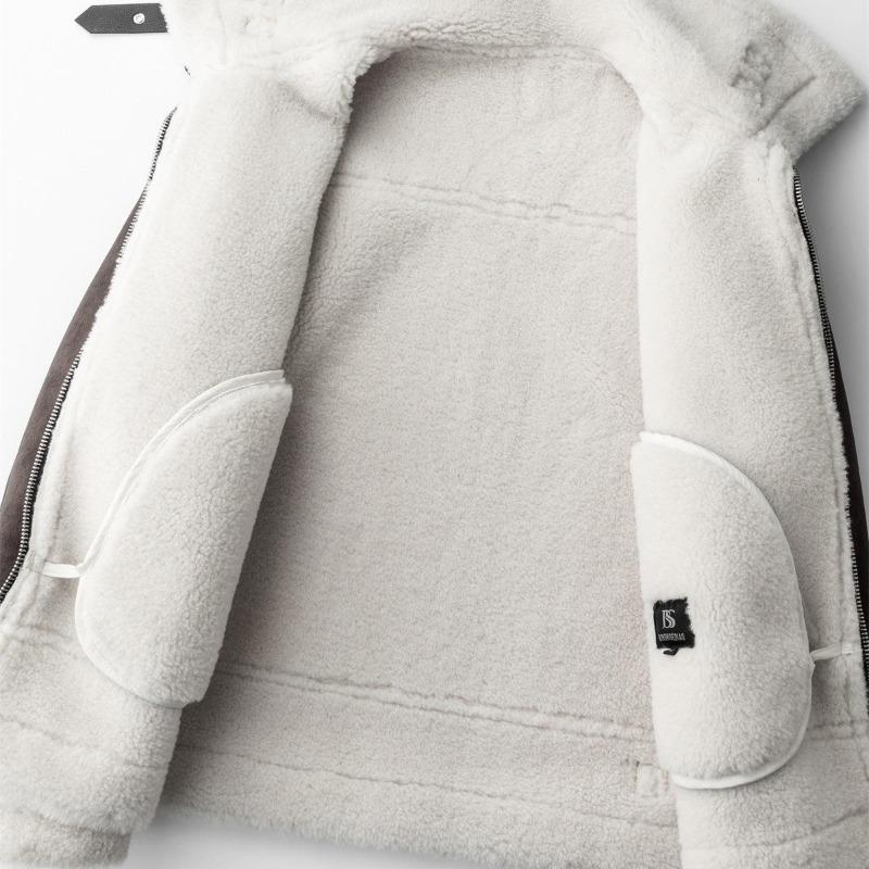 2026 Men's Trendy Shearling Lined PU Leather Motorcycle Jacket