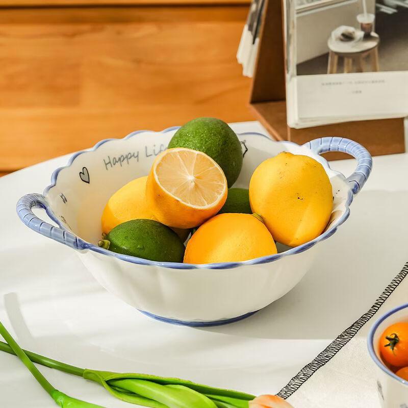 Cute Cartoon Ceramic Double Handle Bowl