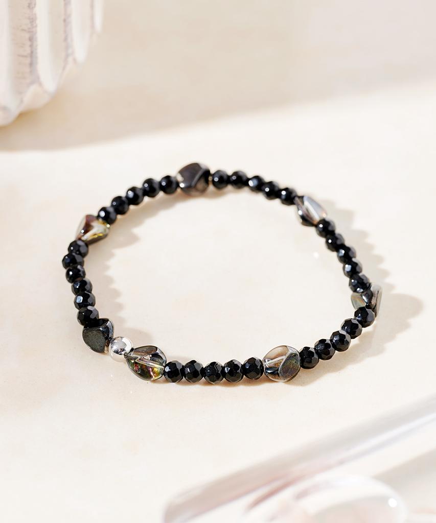 Polalita Black Asymmetrical Stone Bracelet (Plt-Br-066_Bk)