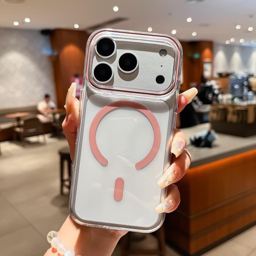 Applicable to iPhone17PROMAX mobile phone case, high transparent question mark magnetic attraction does not yellow, Apple 16/15 hard and anti-drop.