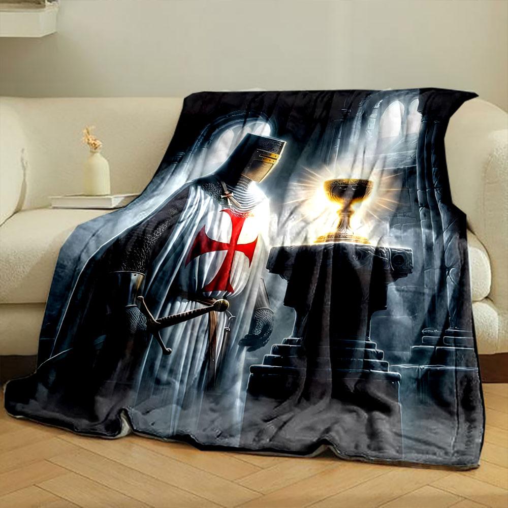 Templar Knight Holy Grail Blanket Printed Blanket for Living Room Bed Couch lunch break Soft Cozy Blanket for Friend's festival Gift
