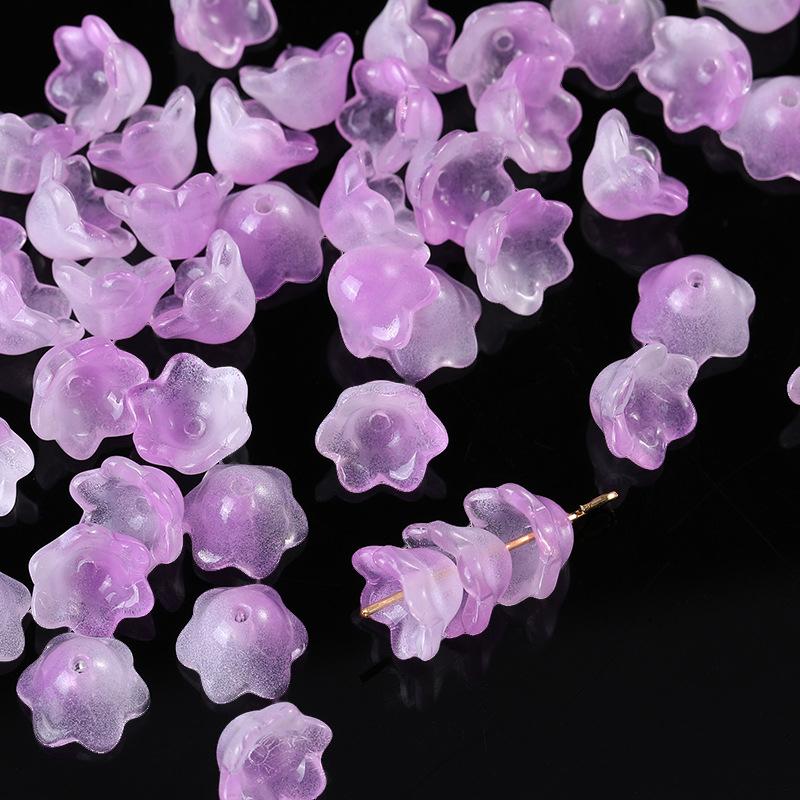 50Pcs/Bag 7X12Mm Colorful Bellflower Lampwork Beads Caps Glass Spacer Beads For Jewelry Making Diy Handmade Bracelets Hairpin