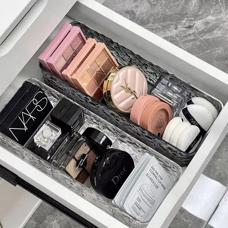 Desk Drawer Organizers Plastic Bathroom Storage Makeup Organizer with Divide Clear Transparent Storage Box for Makeup Jewelrs