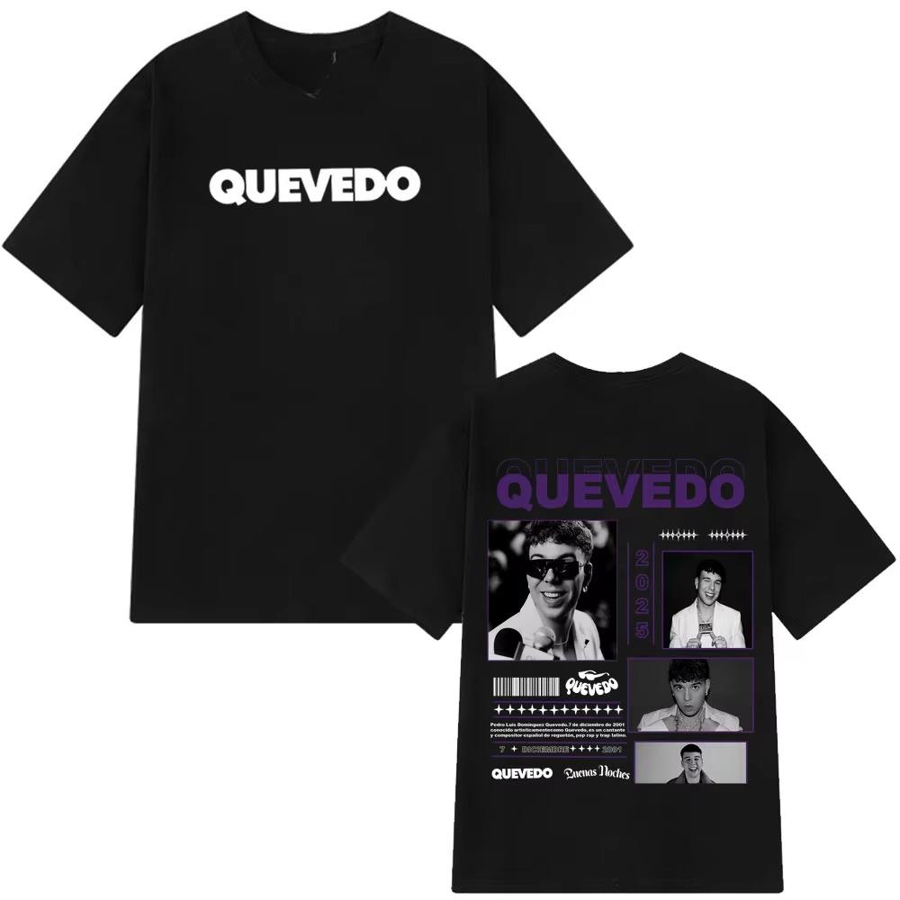 

Rapper Quevedo Buenas Noches 2025 Vintage Print TShirt Unisex WOMEN Hip Hop Fashion Tshirts Summer Cotton Oversized Loose T Shirts 4XL