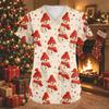 Women's Christmas Print V-Neck Short Sleeve Work Shirt with Pockets Caregiver Uniform Top