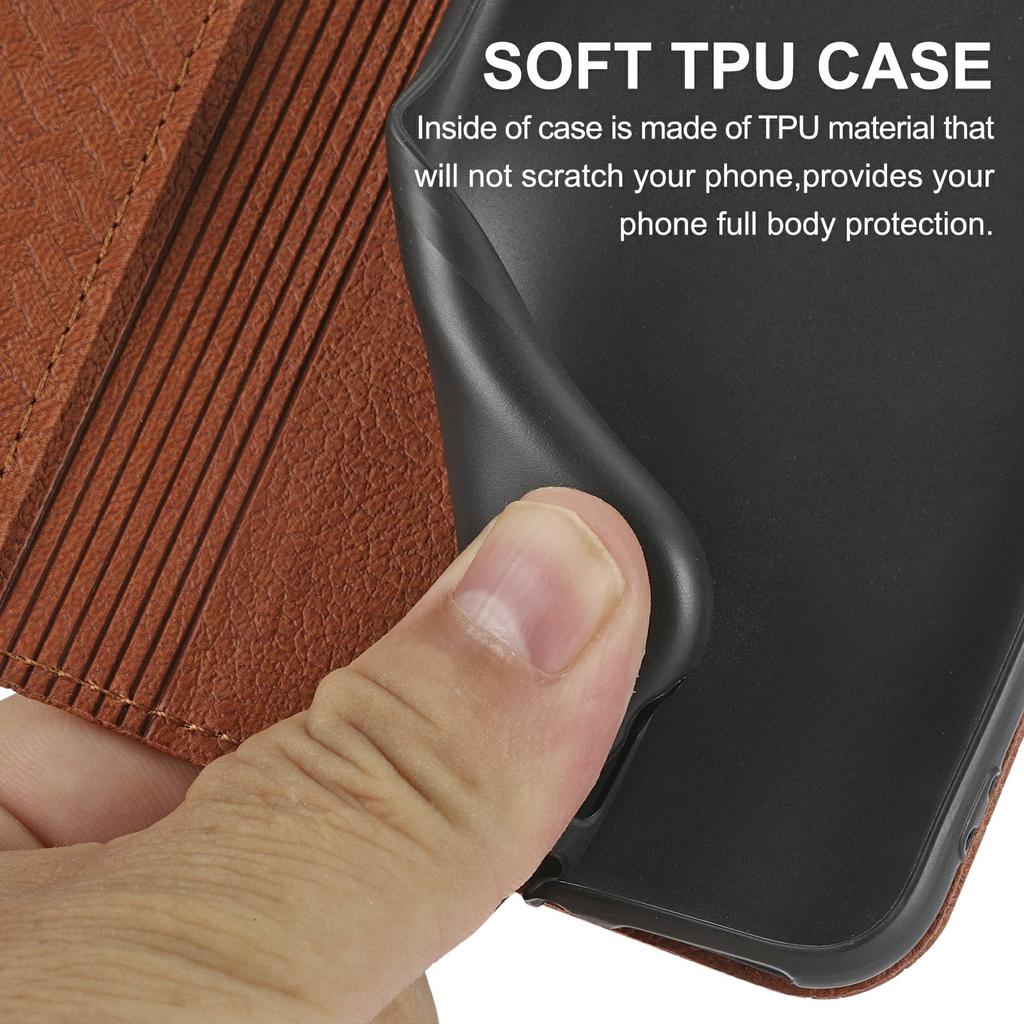 For Samsung Galaxy S25 FE Case Woven Texture PU Leather Wallet Phone Cover with Wrist Strap