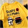 Unisex Cotton TShirt Sushi Print Loose Fit Crewneck Fashion Top for Unisex and WoUnisex Moisture Wicking Breathable Graphic T Shirts