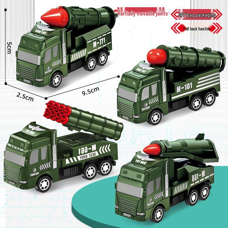 Popular Inertial Pull-back Missile Military Toy Car for Kids
