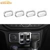 4X Sliver Window Lift Switch Button Trim For 2018+ Jeep Wrangler JL JT Interior