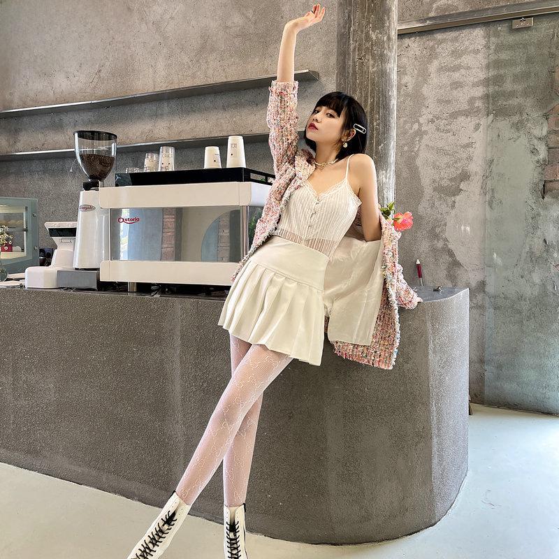 Spring Summer Japanese Fishnet Stockings Pure White Black Silk Bow Pantyhose for Slim Sexy Legs