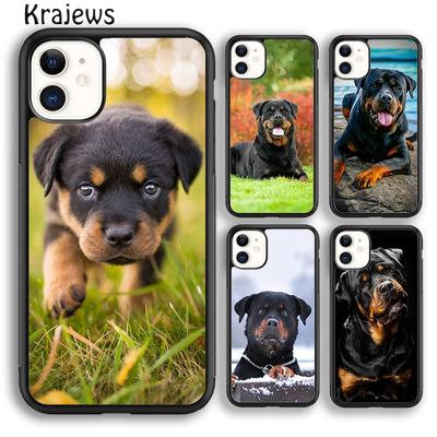 Krajews Niedlichen Hund Welpen Rottweiler Telefon Fall Abdeckung Für iPhone 14 6s 7 8 plus XR XS 11 12 13 pro max Samsung Galaxy S21 S22ultra