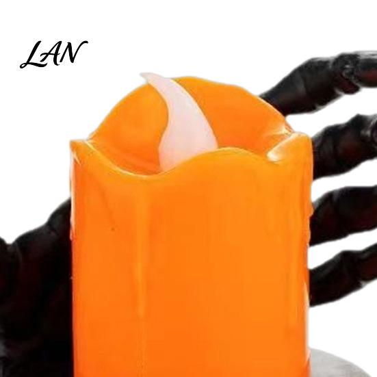 Halloween Party Prop Candle Light, LED Skeleton Hand Decoration with Flickering Decorative Horror Flame, Spooky Tabletop Decor for Haunted House