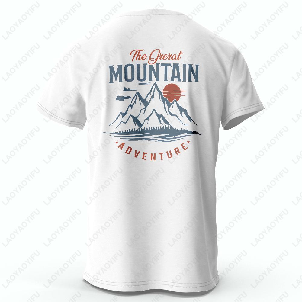 Herren Wandern Outdoor T-Shirt mit doppeltem Druckdesign Baumwoll-T-Shirts für Männer Frauen Unisex Erwachsene Sportbekleidung Bedruckte T-Shirt-Tops