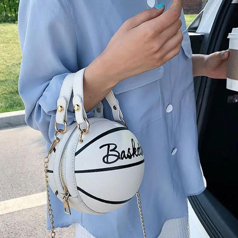 1 Stück Neue Damen Tasche Modische Kette Basketball Vielseitige Umhängetasche Personalisierte Runde Balltasche