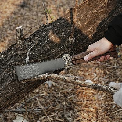 Folding Hand Saw with Wooden Handle Sharp Blade Double-Sided Teeth Compact Design Mini Saw Woodworking Tool