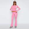 2023 European & American Low-Waisted Slimming Flared Pants Set - New Fashion Solid Color