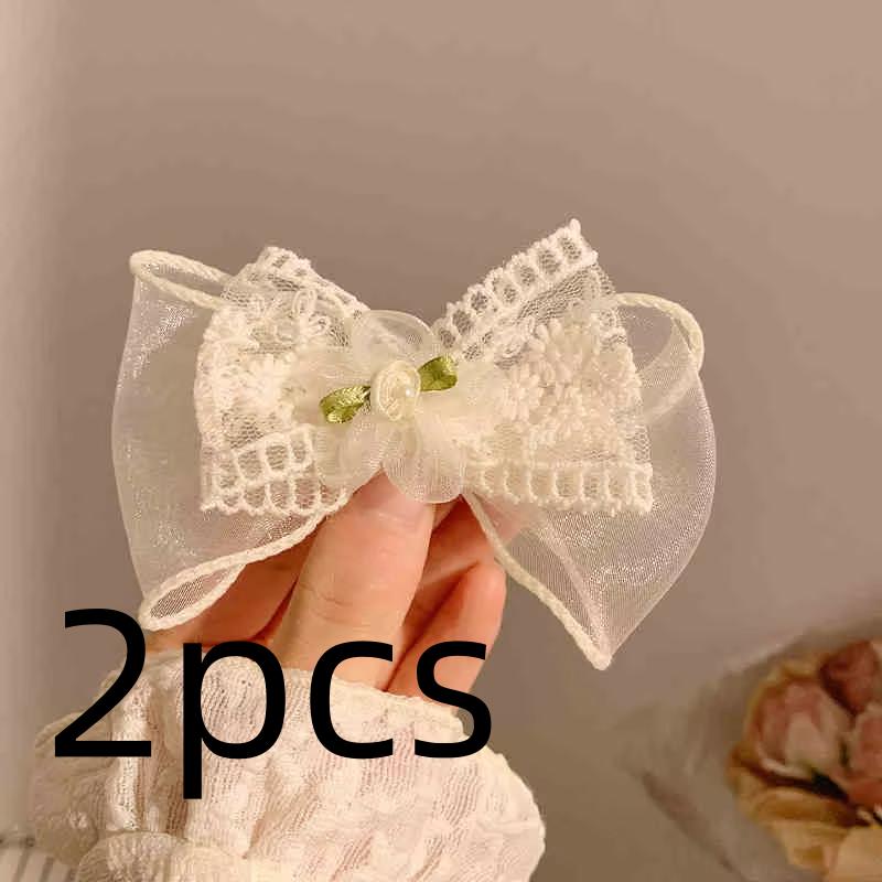 Lace Hair Bows Clip Cute Girls Hairpins Solid Duckbilled Hair Clips Barrettes Kids Headwear Fashion Hair Accessories