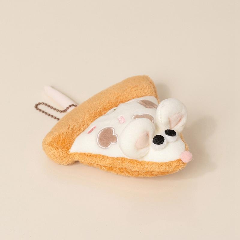 Adorable Pizza Slice Plush Cute Toy Doll Kawaii Food Keychain Soft Stuffed Bag Charm For Daily Use