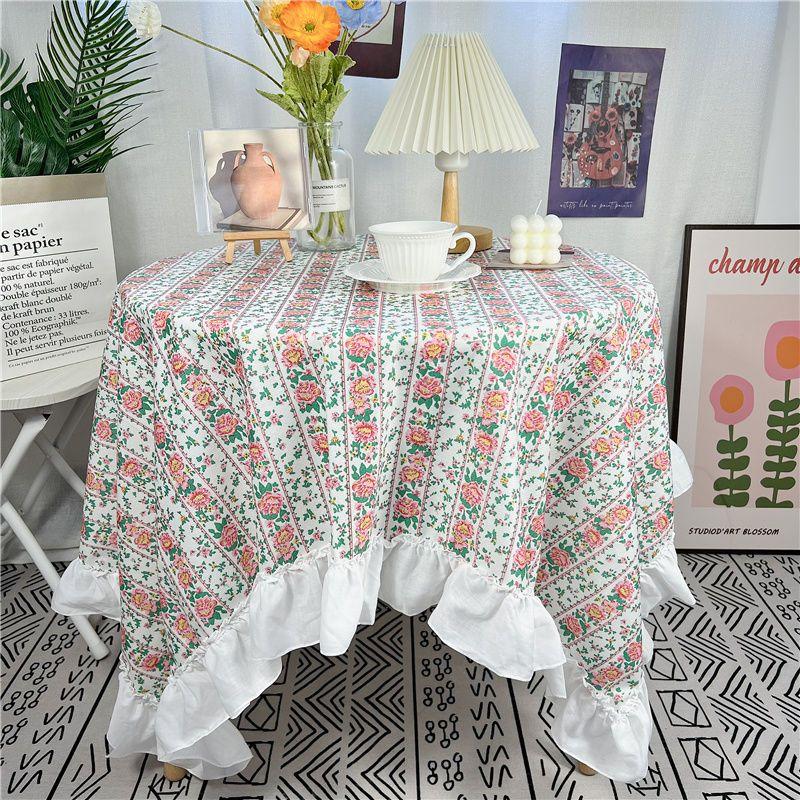 Spitze Runder Tischdecke Floraler Pastoraler Stil Picknick Party Dekorationstuch Ins Schmutzabweisend Antifouling Matte Süß