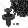 100x Car Bumper Clips Screws Push Type Fastener Rivets Set Black