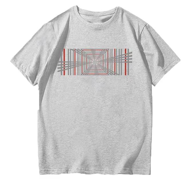Men Geometric Optical Illusion Graphic T Shirt Streetwear Casual Cotton Short Sleeve Oversized Tee S