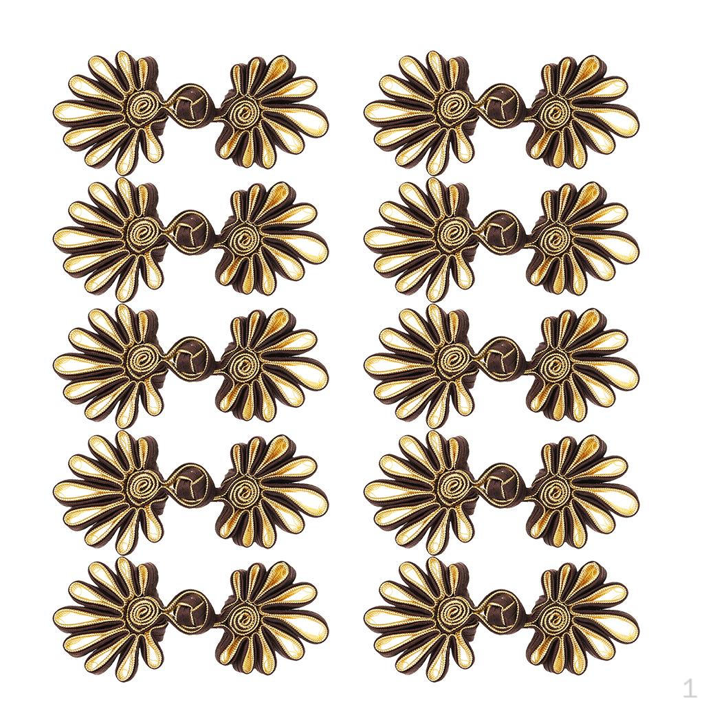 5 Pair Handmade Flower Chinese Closures Button For Sewing Crafts