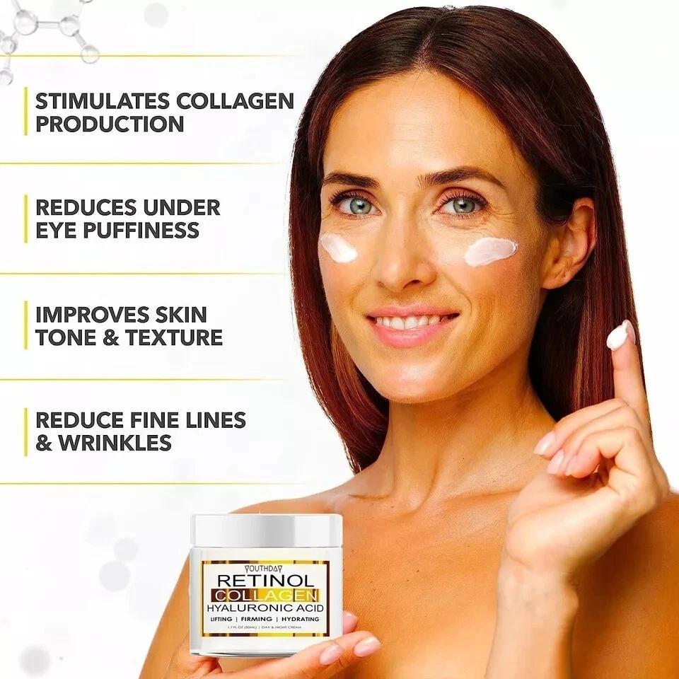 Retinol Kollagen Haut- und Körpercreme 50 g | Anti-Aging Straffungscreme für Frauen Zielt auf das Aussehen von Knitterhaut, Falten