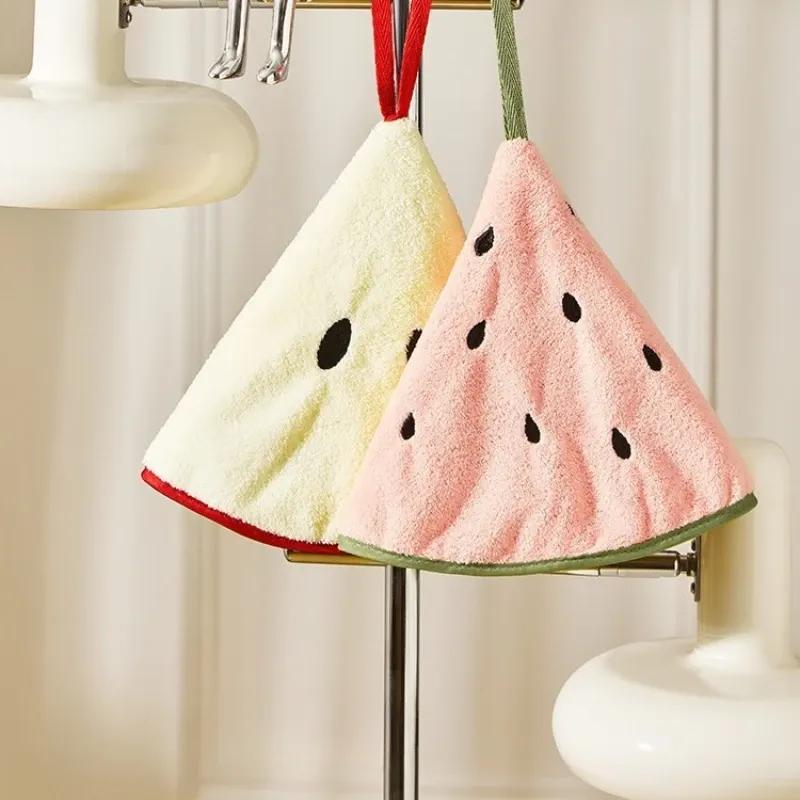 Hanging Hand Towels Strong Water Absorption No Hair Loss Kitchen Cartoon Hand Towel Bathroom Cartoon Fruit Children Handkerchief