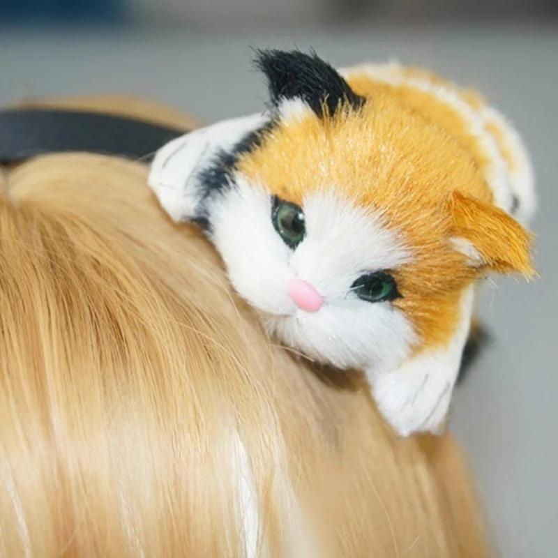 Hair Band Wool Felt Plush Toys Cute Hair Accessories Animal Simulation Crafts Cute Cat Headband Ladies Hair Accessories Party