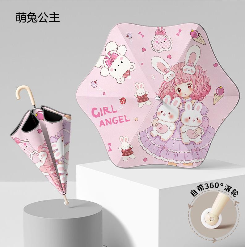 Manufacturer straight pole umbrella wholesale cartoon children umbrella automatic male and female rounded corners anti-poke kindergarten sun