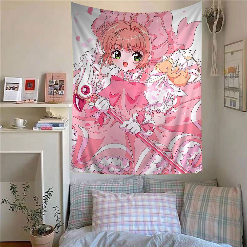 Anime Cardcaptor Sakura Anime Tapestry Hippie Flower Wall Carpets Dorm Decor Wall Hanging Home Decor