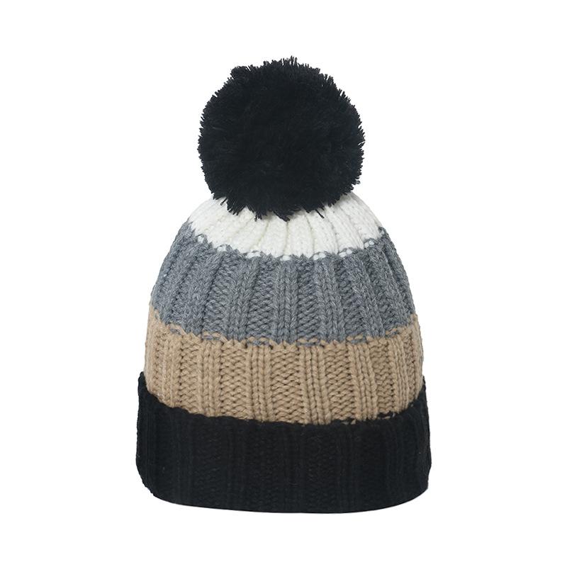 Winter hat men's autumn and winter new color striped wool hat fleece thickened ski hat knitted hat men