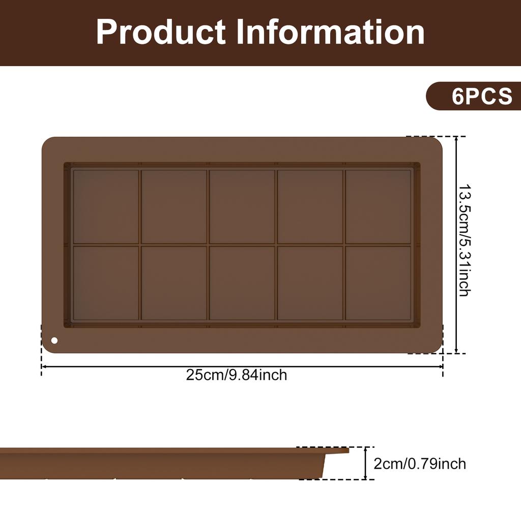 Chocolates Bar Molds Large Silicone Chocolates Bar Molds Reusable Snap Bars Making Set Non-stick Break Apart Candy Bar Molds