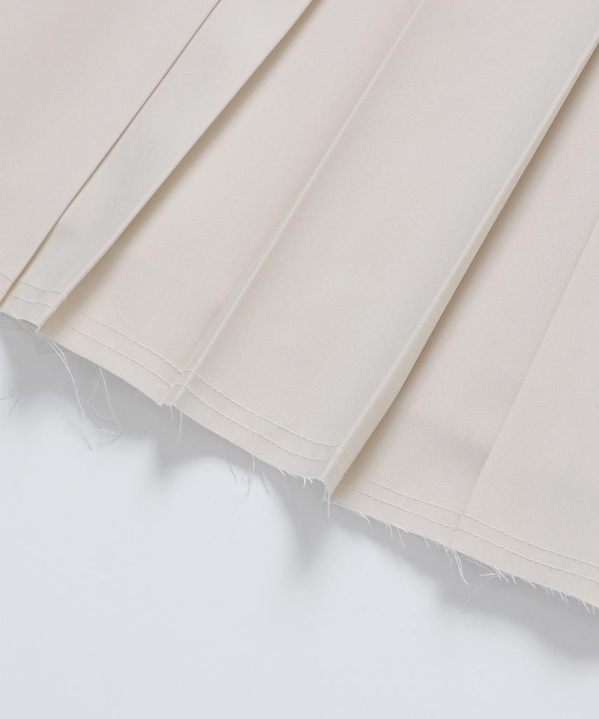 Moseullu Unbalanced Pleats Skirt (Ivory)