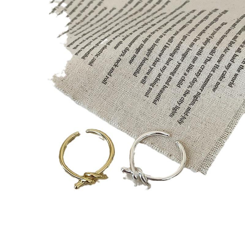 Design Sense Knotted Metal Opening Ring Female Simple Niche Personality Light Luxury Elegant Fashion Versatile Ring Ring
