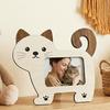 1/2 Stück Cartoon Katze Holz Fotorahmen Hund Form Bildhalter Dekoration für Zuhause Büro Schreibtisch Tierliebhaber Geschenk